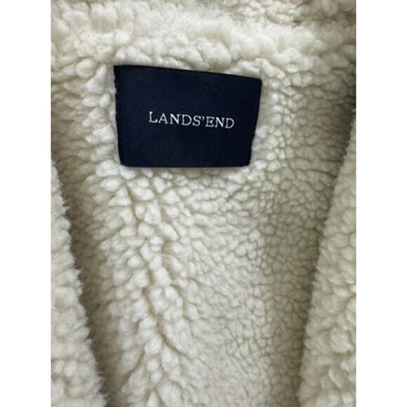 "LANDS END" Sherpa Lined Open Front Cardigan Snuggle Cozy Pj Cover Up Warm Night - Picture 5 of 9